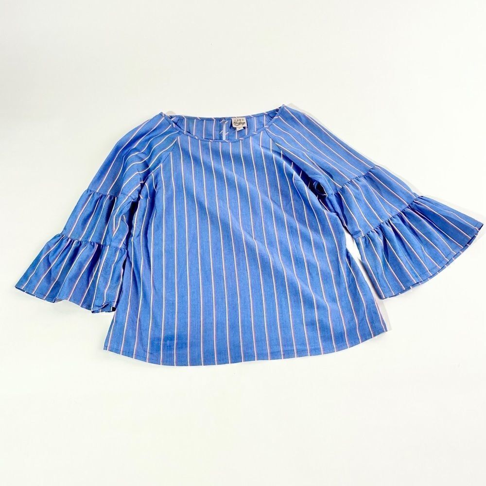 Como vintage pinstripe bell sleeve top